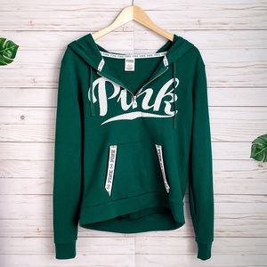 VS Pink Green Jersey Logo Quarter Zip